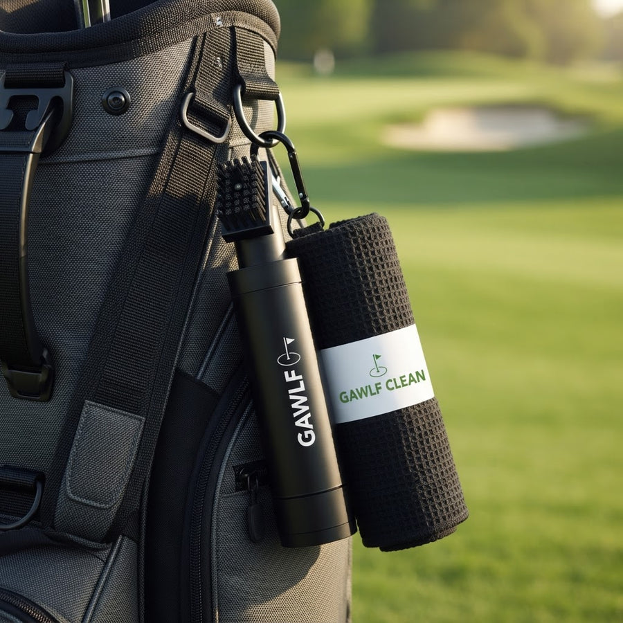 Portable golf club cleaner ready for a round